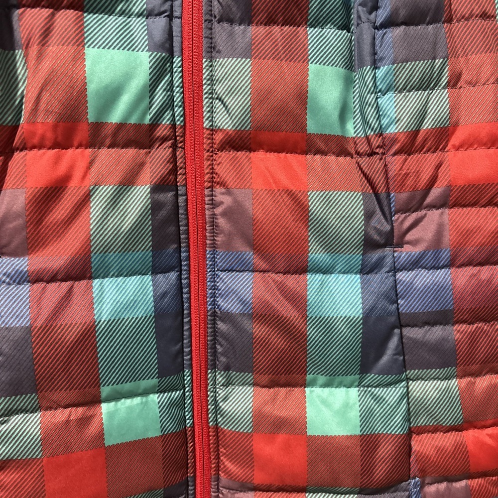 Womens Lands End Size Small 6-8 Plaid Down Puffer Vest Red Blue - Picture 3 of 7